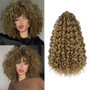 Gogo Curl Crochet Hair Pure Protein Fiber 12 Inch 8 Packs Pre Looped twisted Short Curly Crochet Hair for Women Deep Ocean Water Wave Beach Curl Twist Braiding Hair Extensions (12inch 27#)