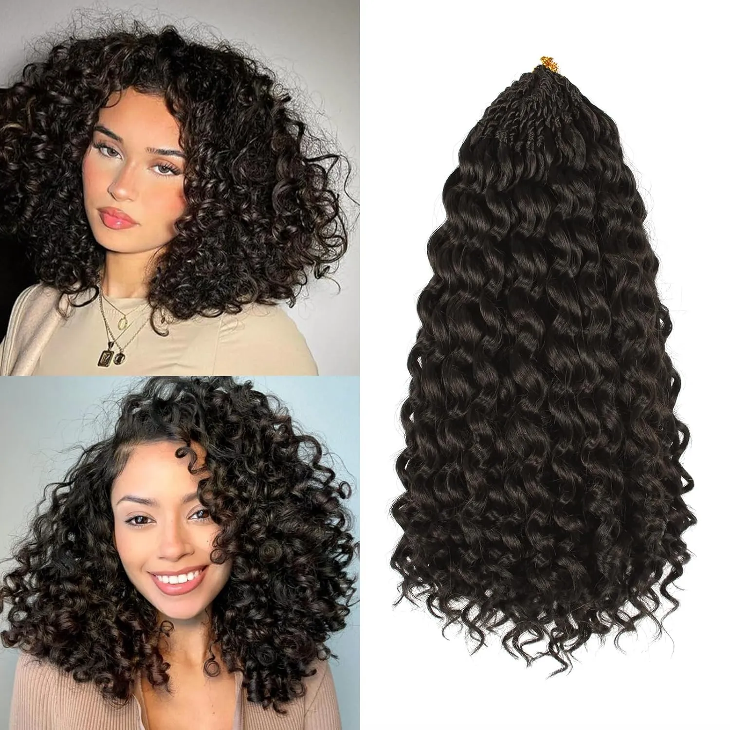 Gogo Curl Crochet Hair Pure Protein Fiber 12 Inch 8 Packs Pre Looped twisted Short Curly Crochet Hair for Women Deep Ocean Water Wave Beach Curl Twist Braiding Hair Extensions (12inch 2#)