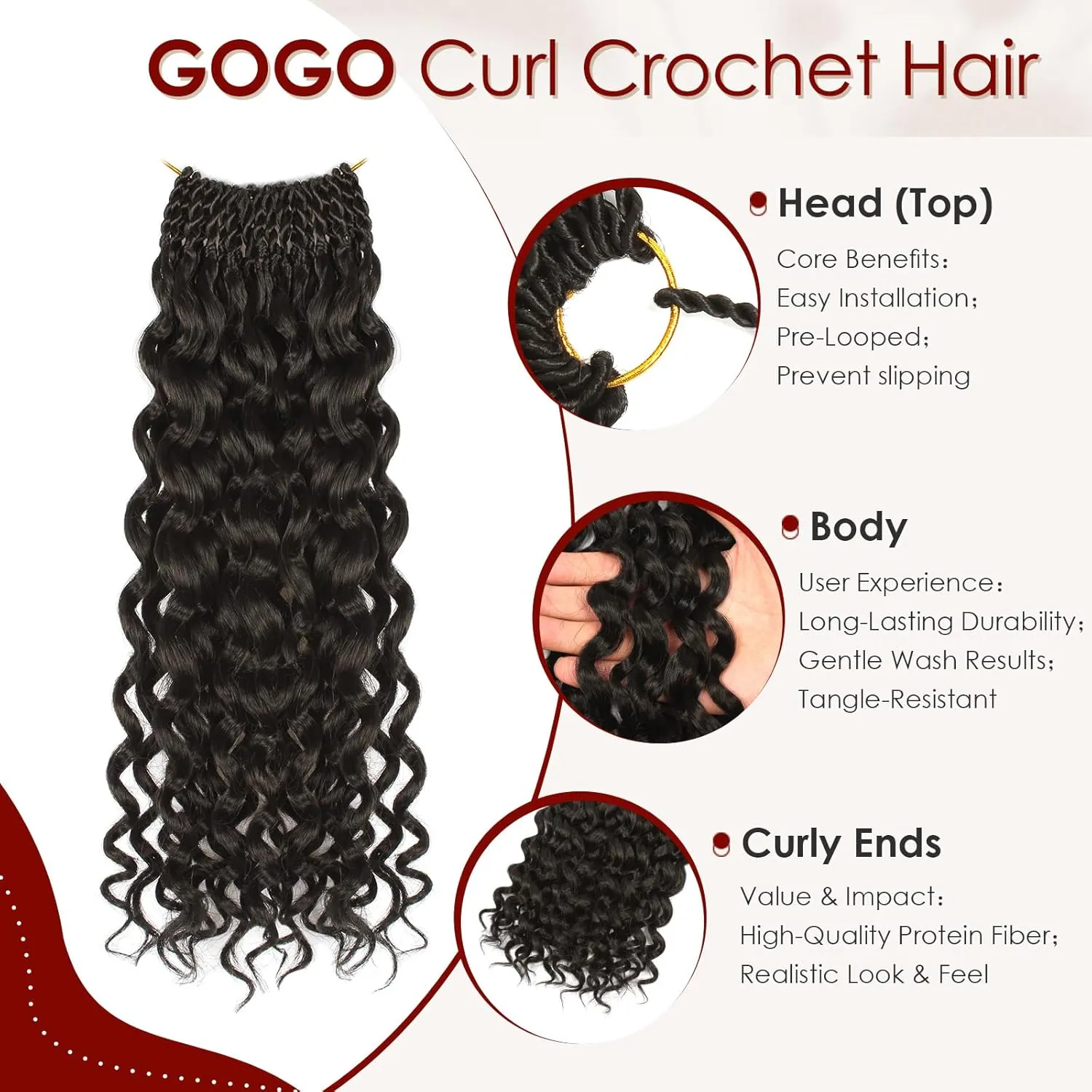 Gogo Curl Crochet Hair Pure Protein Fiber 12 Inch 8 Packs Pre Looped twisted Short Curly Crochet Hair for Women Deep Ocean Water Wave Beach Curl Twist Braiding Hair Extensions (12inch 2#)
