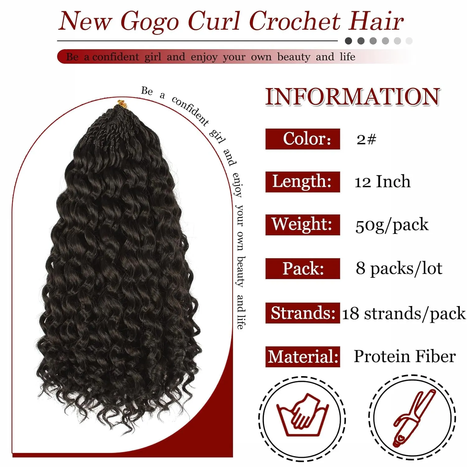 Gogo Curl Crochet Hair Pure Protein Fiber 12 Inch 8 Packs Pre Looped twisted Short Curly Crochet Hair for Women Deep Ocean Water Wave Beach Curl Twist Braiding Hair Extensions (12inch 2#)