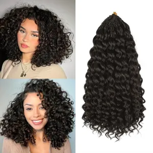 Gogo Curl Crochet Hair Pure Protein Fiber 12 Inch 8 Packs Pre Looped twisted Short Curly Crochet Hair for Women Deep Ocean Water Wave Beach Curl Twist Braiding Hair Extensions (12inch 2#)