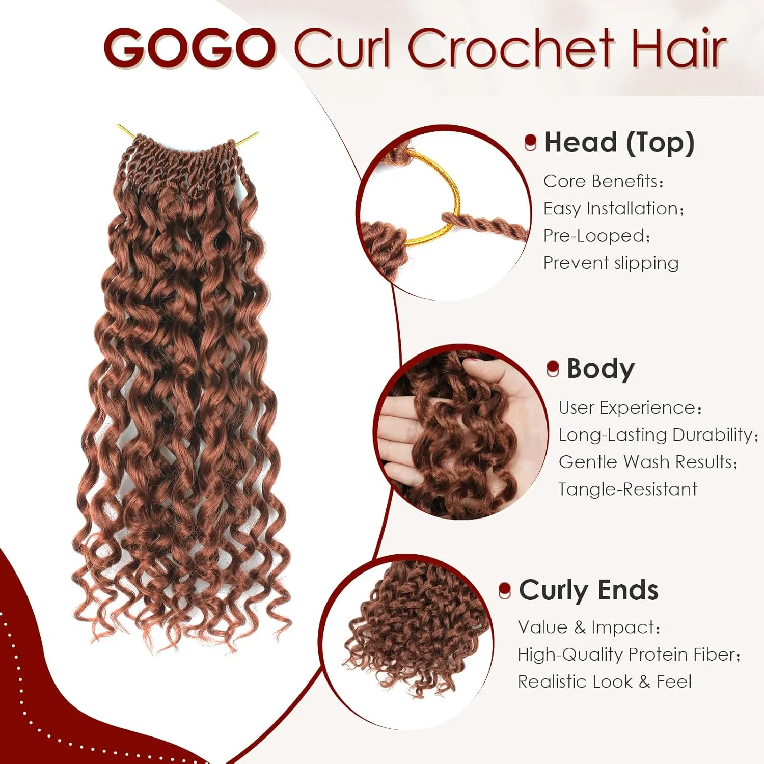 Gogo Curl Crochet Hair Pure Protein Fiber 12 Inch 8 Packs Pre Looped twisted Short Curly Crochet Hair for Women Deep Ocean Water Wave Beach Curl Twist Braiding Hair Extensions (12inch 350#)