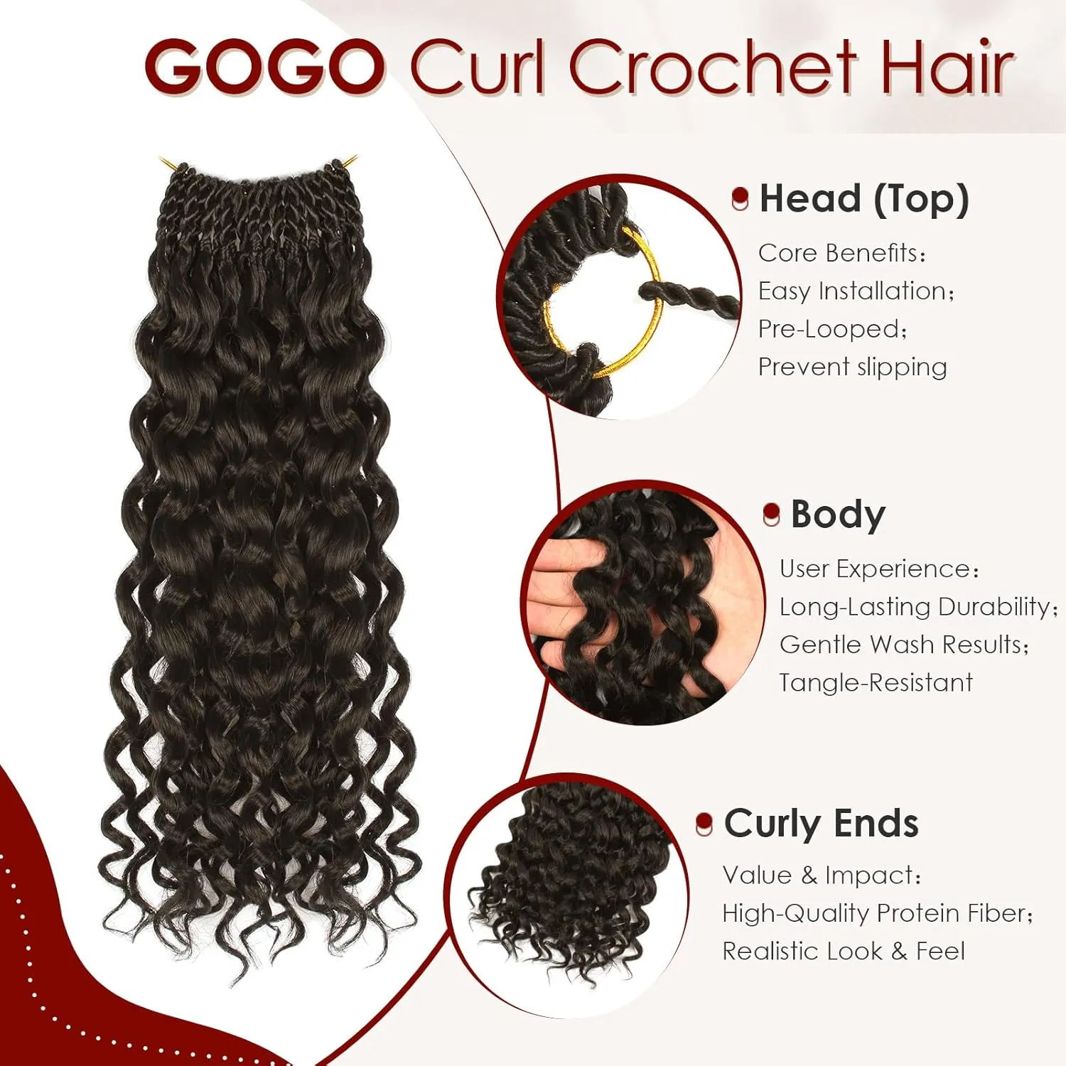 Gogo Curl Crochet Hair Pure Protein Fiber 12 Inch 8 Packs Pre Looped twisted Short Curly Crochet Hair for Women Deep Ocean Water Wave Beach Curl Twist Braiding Hair Extensions (12inch 4#)