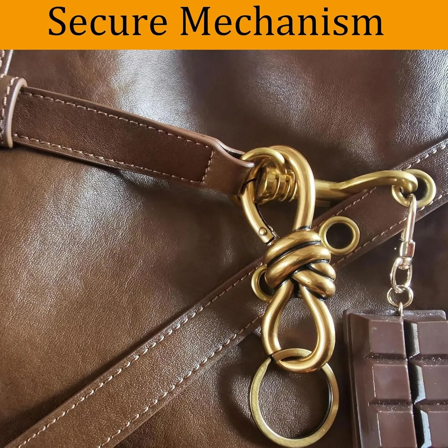 Gold Knot Carabiner, Heavy Duty Snap Hook Key Fob, Hardware Sliding Buckle, Twist Knot Clasp Bag Charm, Keychain Accessories Aesthetic(Set)