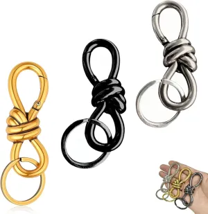 Gold Knot Carabiner, Heavy Duty Snap Hook Key Fob, Hardware Sliding Buckle, Twist Knot Clasp Bag Charm, Keychain Accessories Aesthetic(Set)