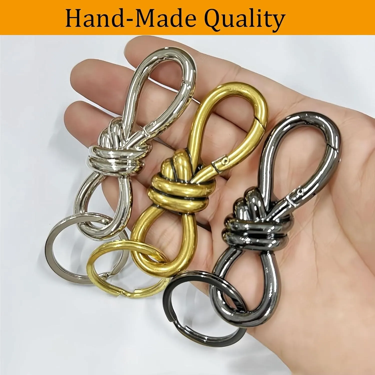Gold Knot Carabiner, Heavy Duty Snap Hook Key Fob, Hardware Sliding Buckle, Twist Knot Clasp Bag Charm, Keychain Accessories Aesthetic(Set)