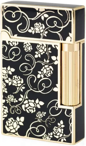 Gold Roses Flint Wheel Butane Gas Metal Soft Flame Lighter Refillable