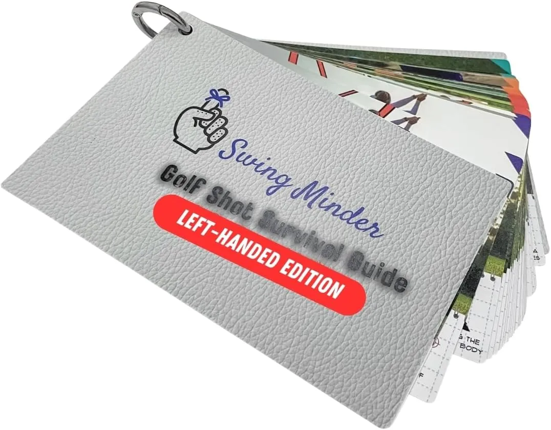 Golf Reference Cards | Pocket Golf Survival Guide and Golf Cheat Sheet Booklet | Compact Waterproof PVC Cards for Troublesome Shots | Clip-on Carabiner for Your Golf Bag