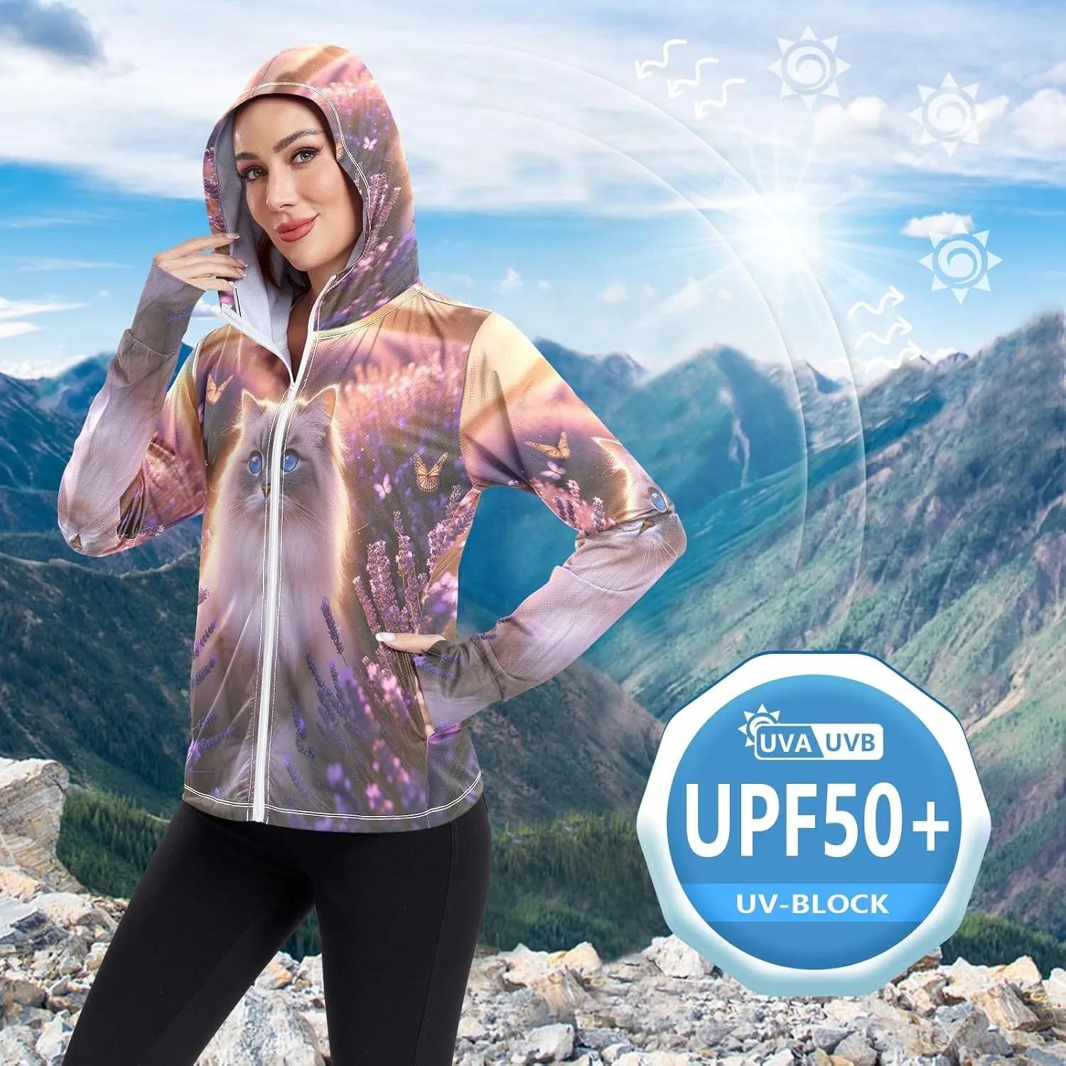 Golfing Bear Workout Hoodie Upf 50 , Sunscreen Shirts Women Long Sleeve, Zip Hoodie, Outdoor Clothing Women