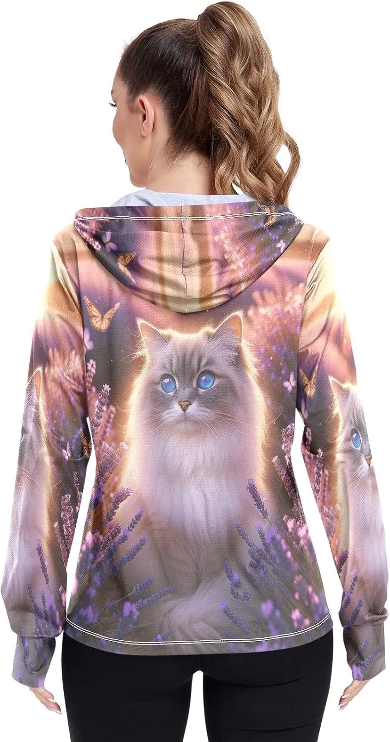 Golfing Bear Workout Hoodie Upf 50 , Sunscreen Shirts Women Long Sleeve, Zip Hoodie, Outdoor Clothing Women