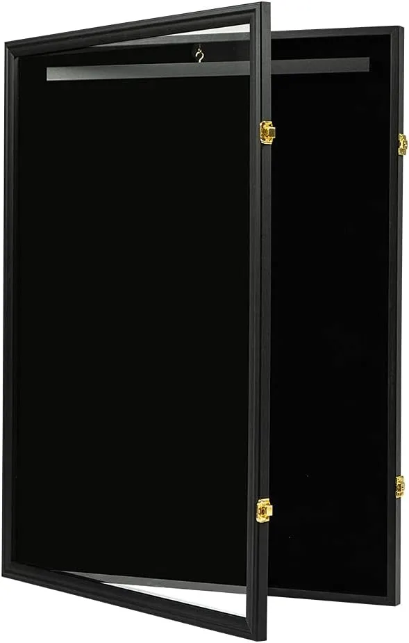 GRAND ORANGE Wall Art Display 32" Jersey Cover Football Basketball Shirt Frame Lockable Box Rack Wall Display/Case Sport Jersey Shadow Box Black