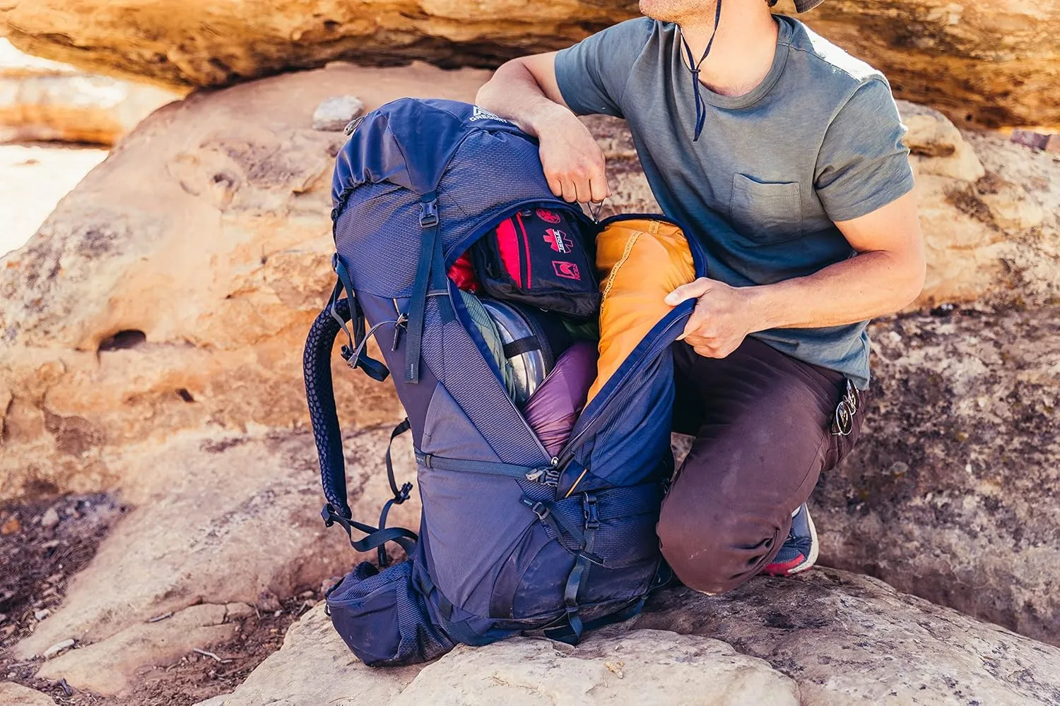 Gregory Baltoro 75L Pro Unisex Backpacking Pack with FreeFloat Suspension, AirCushion Breathable Backpanel, Small, Brick Red