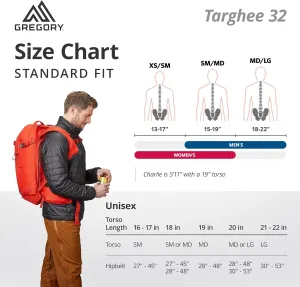 Gregory Targhee 32L Unisex Skiing & Snowboarding Backpack, Helmet Carry, Ski/Snowboard Hook, Internal Hydration Sleeve (Reservoir Not Included), Large, Gamma Red