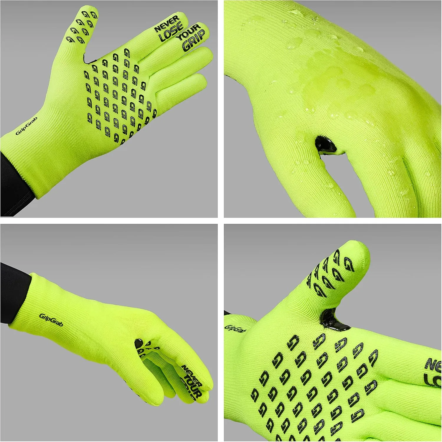 GripGrab Waterproof Knitted Thermal Cycling Gloves Anti-Slip Winter Bicycle Gloves Windproof Knit Full Finger Bike Gloves