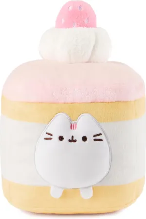 GUND Pusheen Strawberry Sponge Cake Plush, Squishy Toy, Collectible Plush Toy, Dessert Plush, Cat Stuffed Animal for Ages 8 and Up, Pink, 6”
