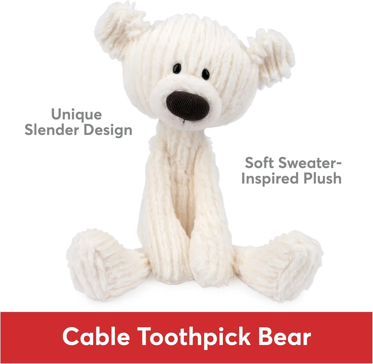 GUND Toothpick Cable, Teddy Bear Stuffed Animal for Ages 1 and Up, Cream/Offwhite, 15”