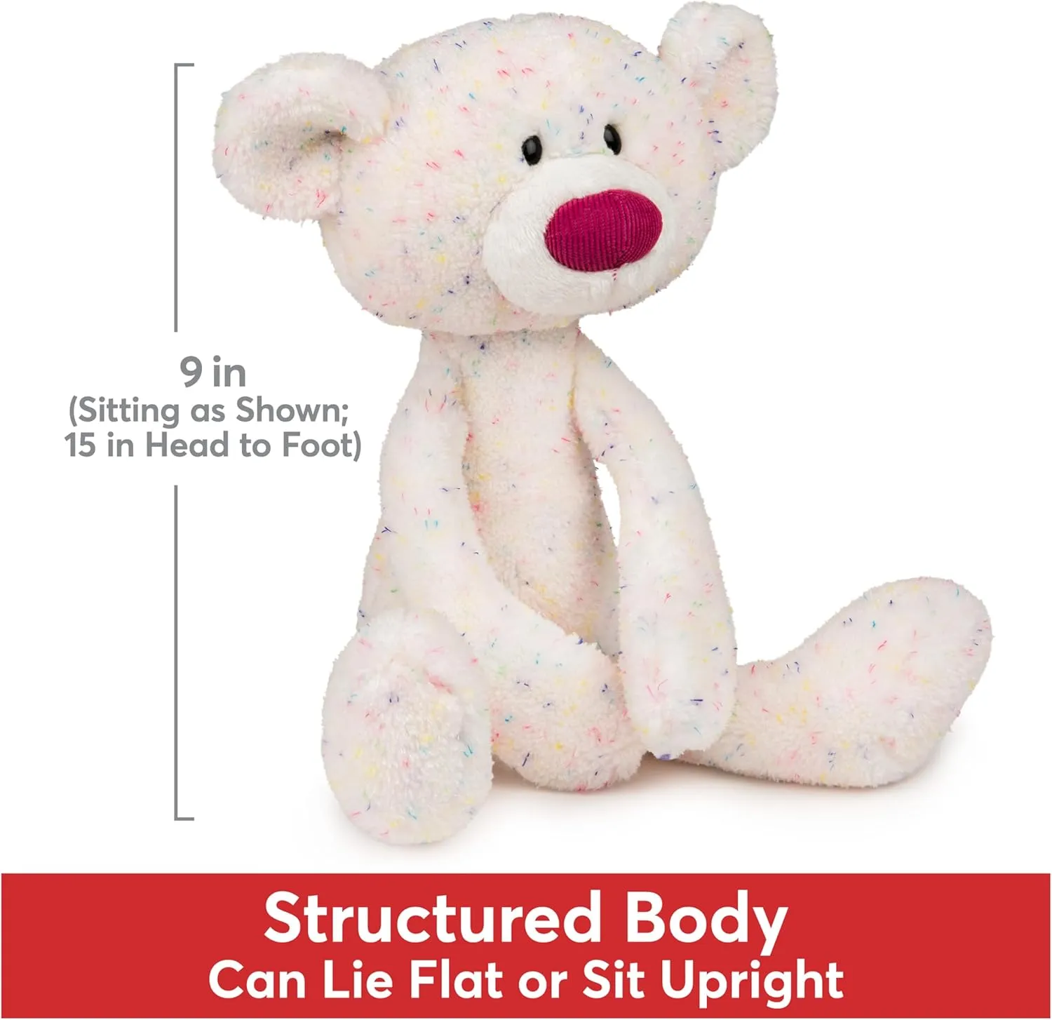 GUND Toothpick Confetti, Teddy Bear Stuffed Animal for Ages 1 and Up, Rainbow, 15”