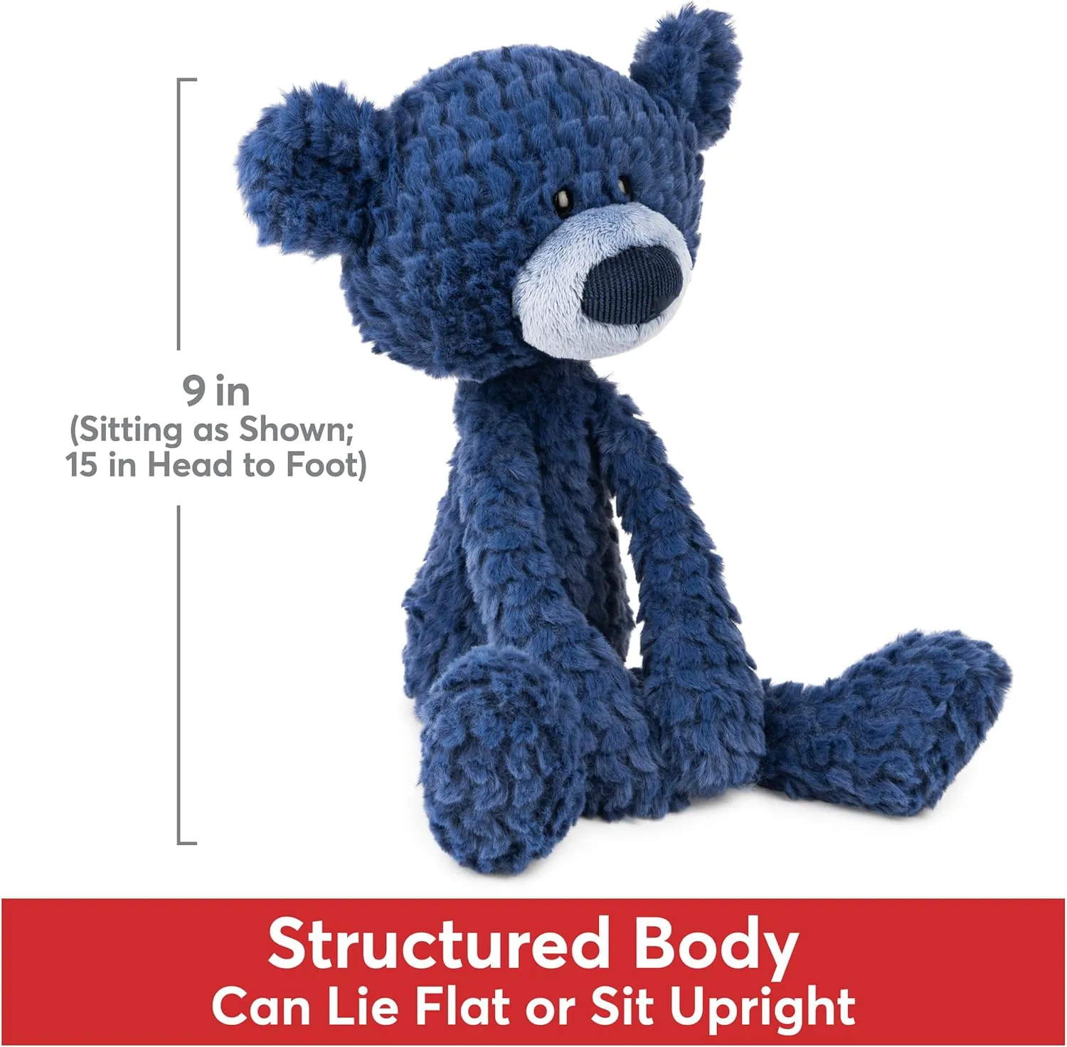 GUND Toothpick Ripple, Teddy Bear Stuffed Animal for Ages 1 and Up, Navy Blue, 15”