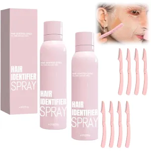 Hair Identifier Spray for Face Shaving, Skin Body Hair Identifying Spray With Razors, Skin Dermaplaning Spray for Face, Moisturizing and Skin Care Dermaplaner Spray (2pcs)