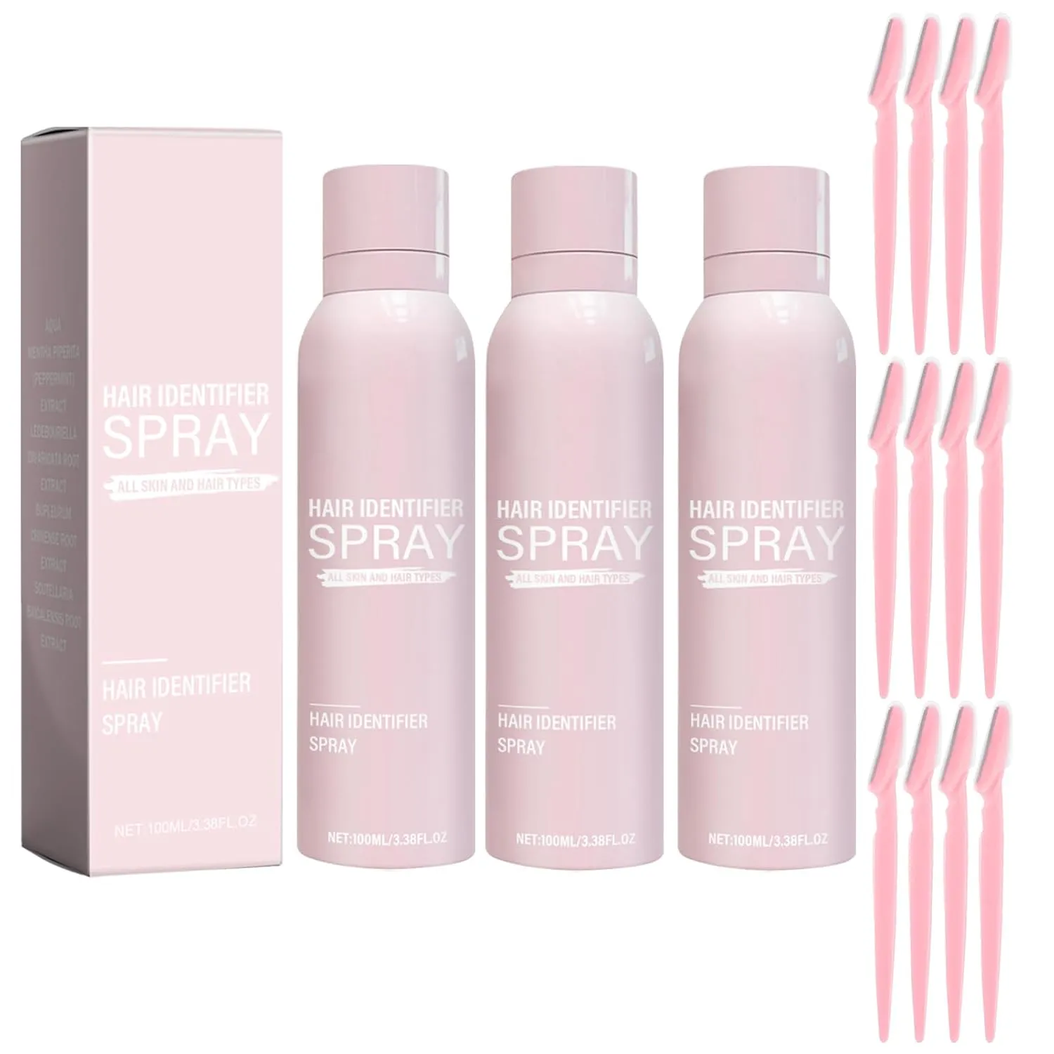 Hair Identifier Spray for Face Shaving,Women Dermaplaning Tool for Face, Moisturizing and Skin Care Dermaplaner Spray for Men and Women (3PS)