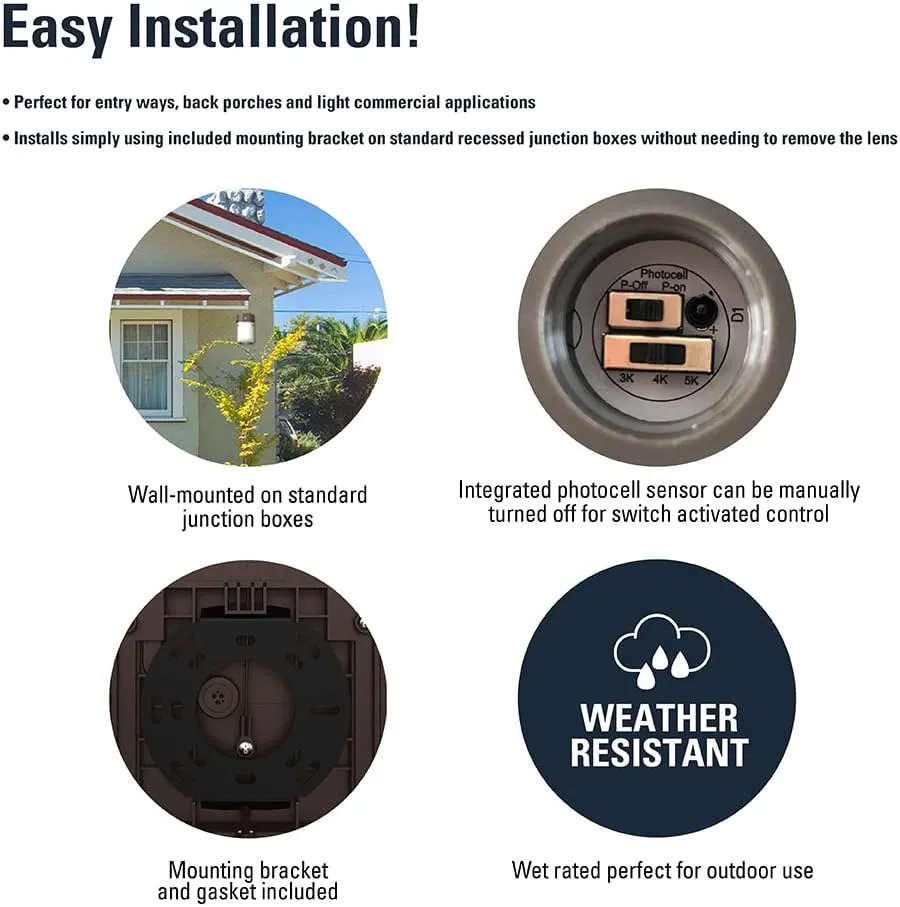 HALO 100- Watt Equivalent, Integrated LED, Bronze, Dusk to Dawn Wall Pack Light, Field Selectable CCTs up to 5000K