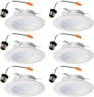 HALO 4 inch 3000K Color Temperature White Integrated LED Recessed Retrofit Trim (6 Pack)