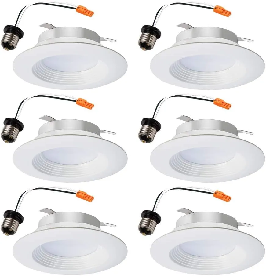HALO 4 inch 3000K Color Temperature White Integrated LED Recessed Retrofit Trim (6 Pack)