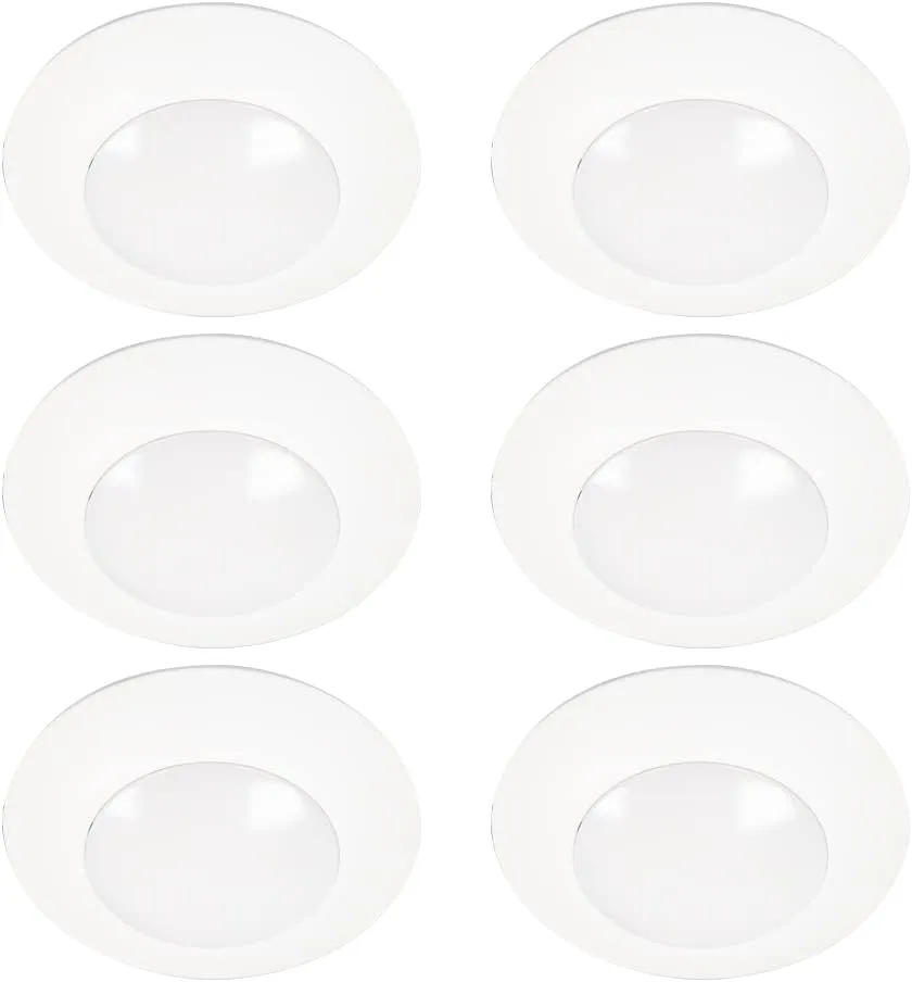 HALO HLC 4 in. 3000K Integrated LED Recessed Light Trim (6-Pack), 3000K Soft White (HLC4079301EWH-6BP)