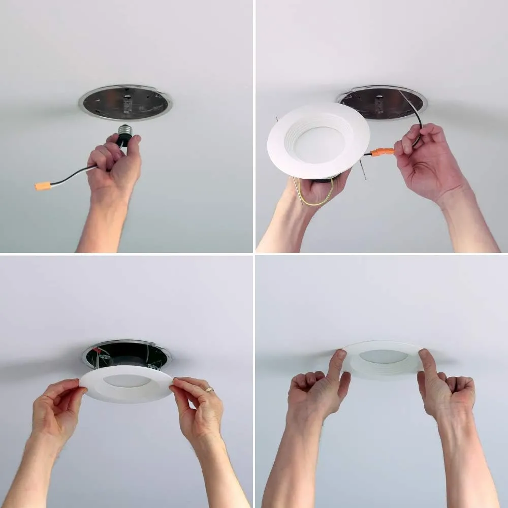 Halo LT 5 inch and 6 inch White Integrated LED Recessed Ceiling Light Retrofit Trim – 3000K – Soft White (6 Pack)