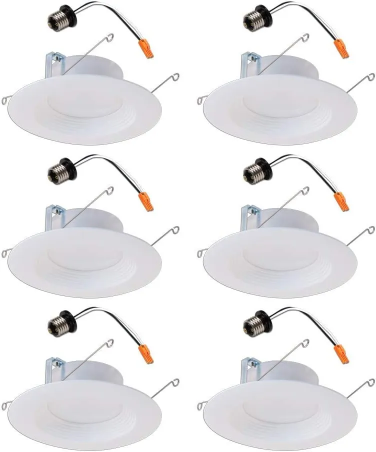 Halo LT 5 inch and 6 inch White Integrated LED Recessed Ceiling Light Retrofit Trim – 3000K – Soft White (6 Pack)