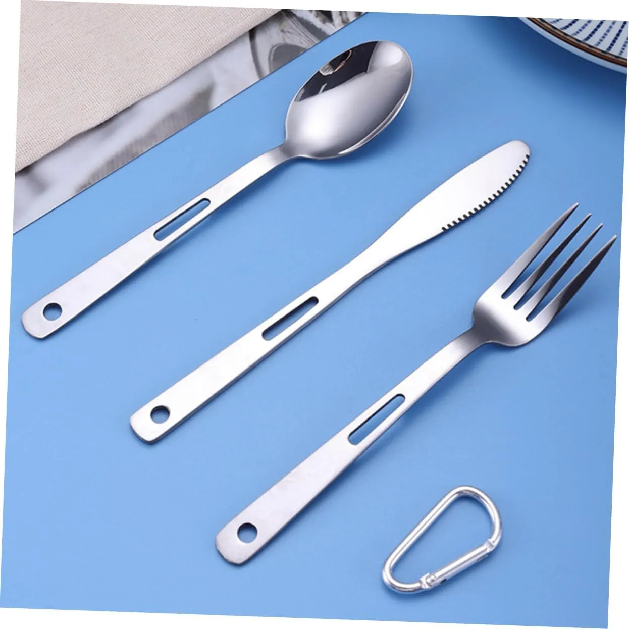 HANABASS Camping Kitchen Tableware 5pcs Picnic Cutlery Set Stainless Steel Travel Cutlery Easy to Carry