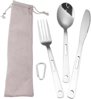 HANABASS Camping Kitchen Tableware 5pcs Picnic Cutlery Set Stainless Steel Travel Cutlery Easy to Carry
