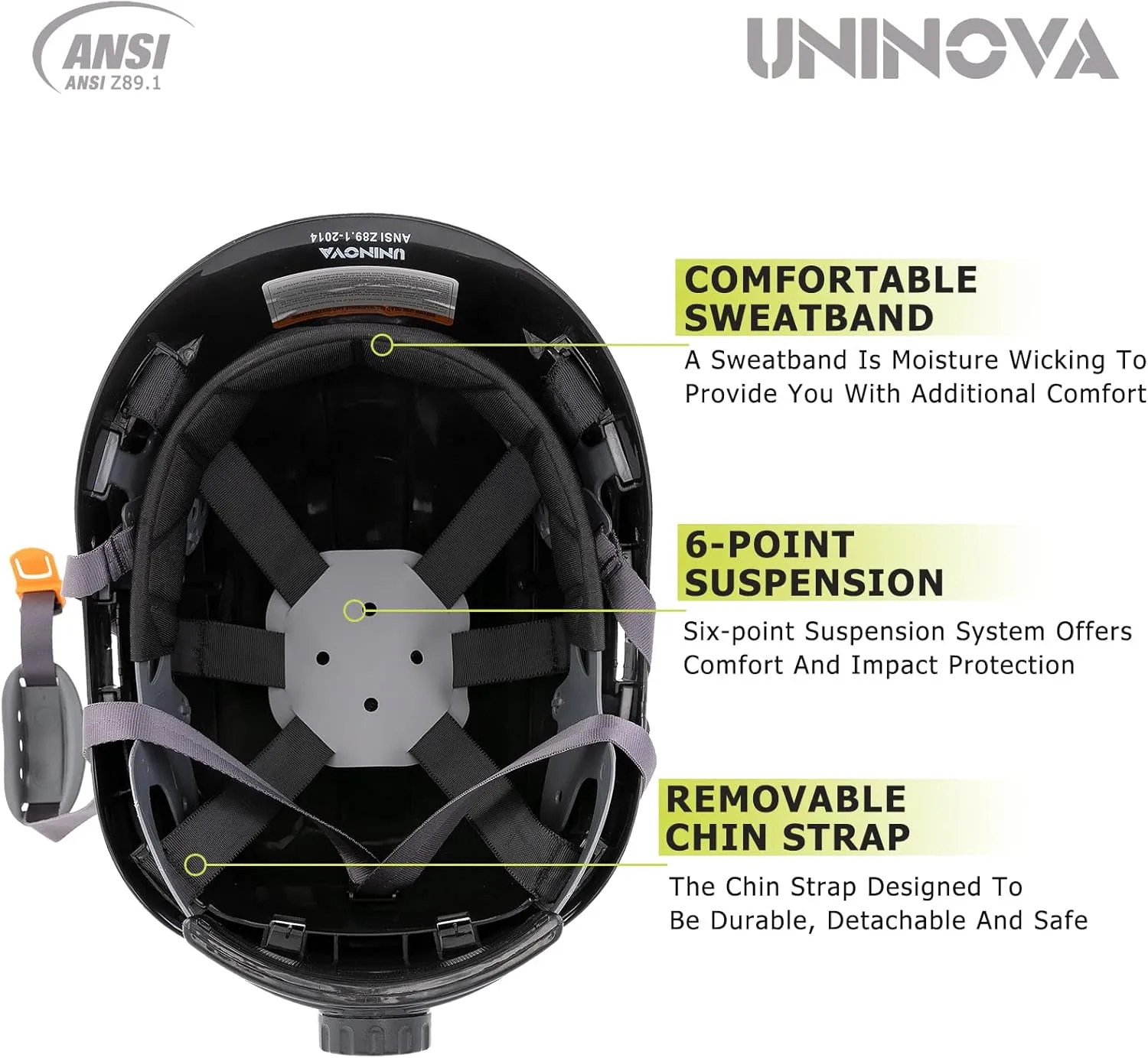 Hard Hats for Construction UNINOVA OSHA Safety Helmet 6 pt. Adjustable Suspension Cascos De Construccion