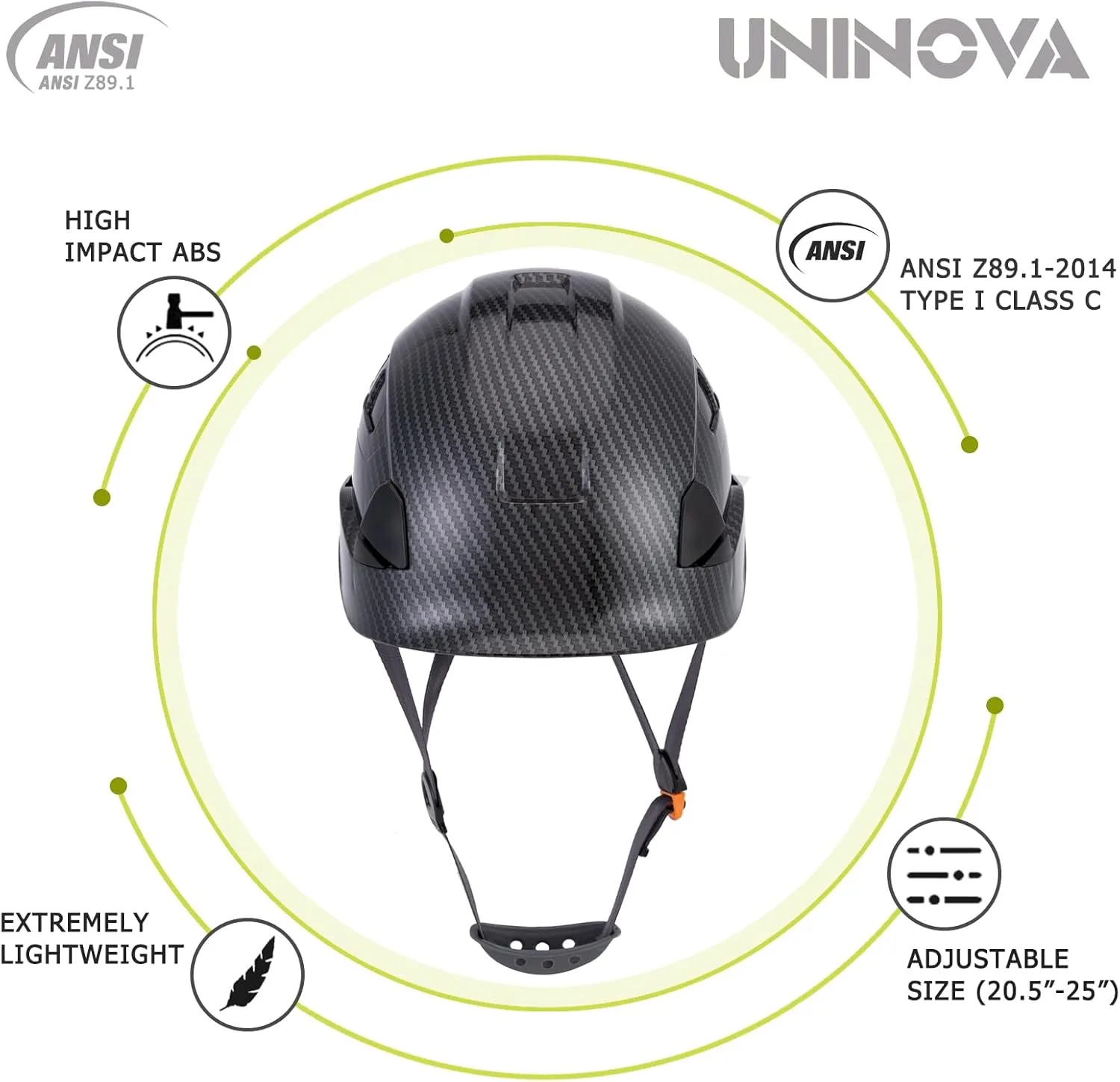 Hard Hats for Construction UNINOVA OSHA Safety Helmet 6 pt. Adjustable Suspension Cascos De Construccion