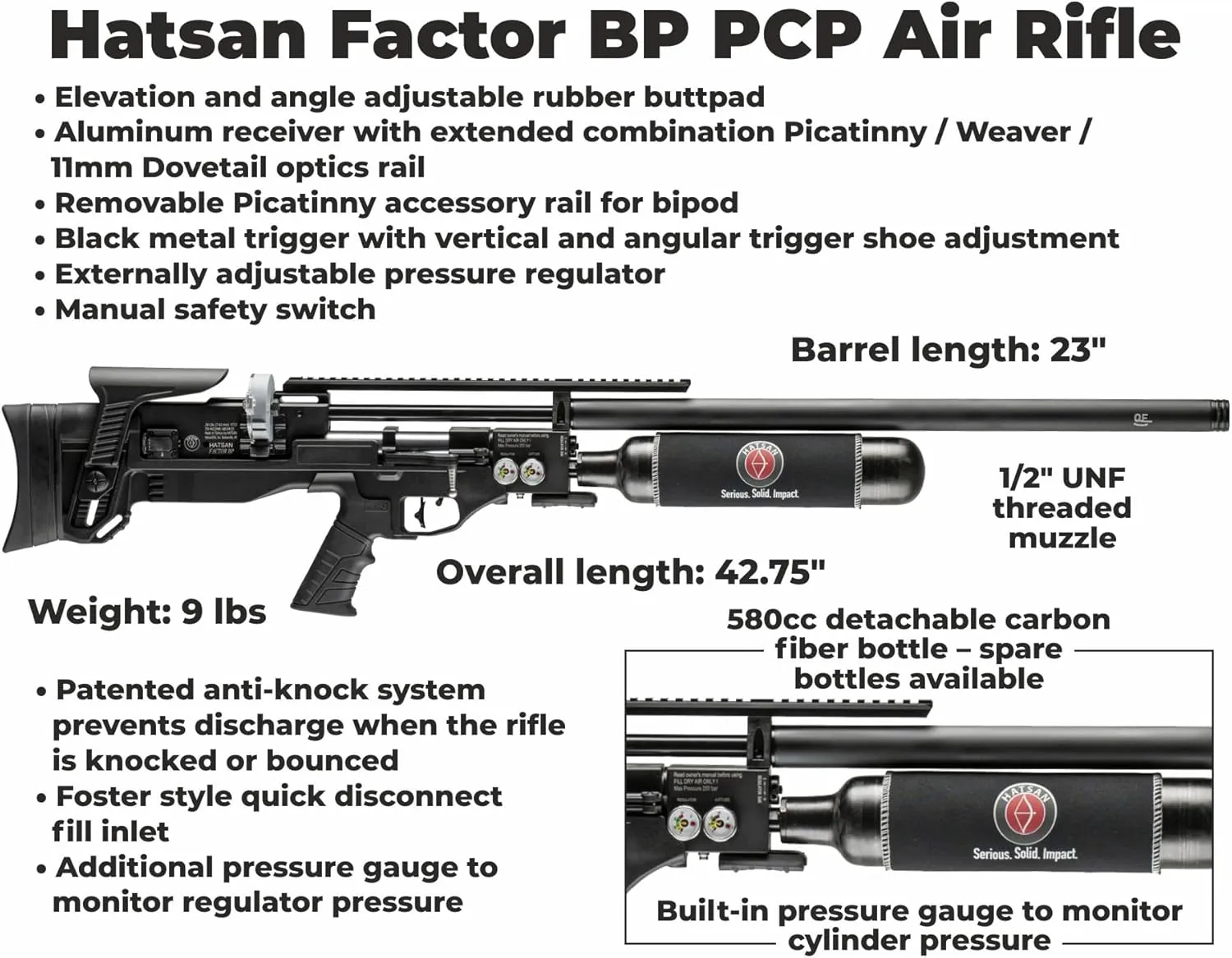 Hatsan Factor PCP Side Lever Action Air Rifle with Included Wearable4U Bundle