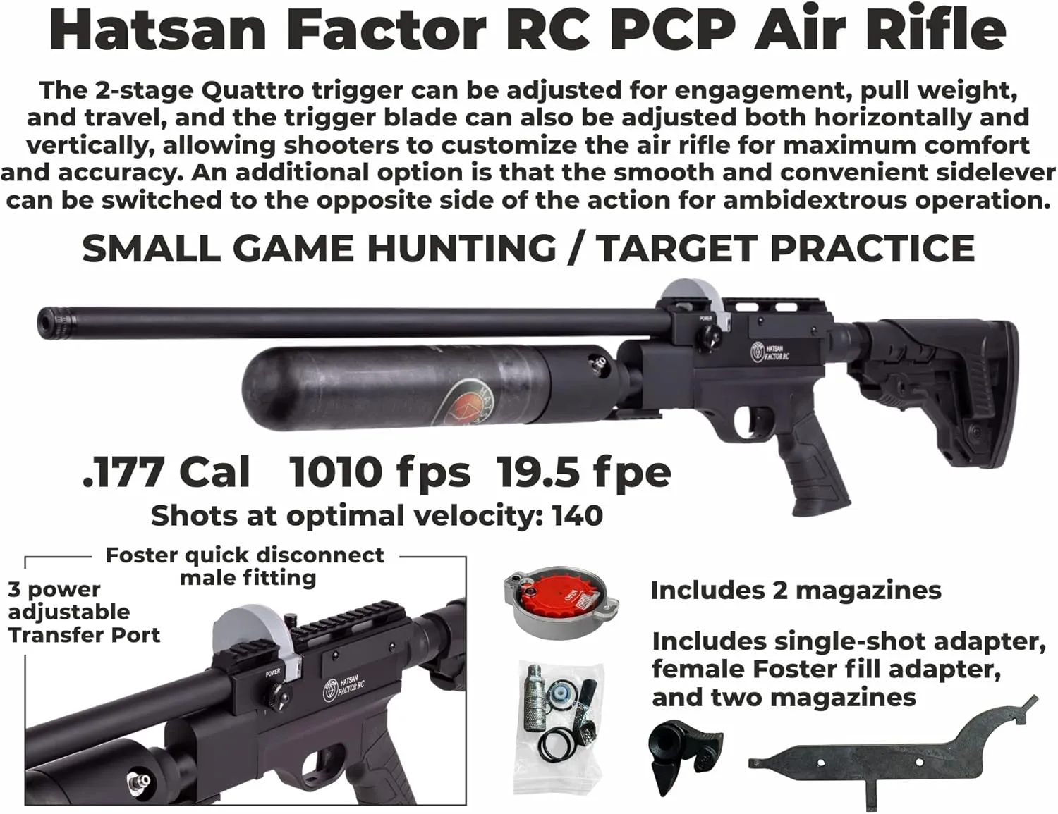 Hatsan Factor PCP Side Lever Action Air Rifle with Included Wearable4U Bundle