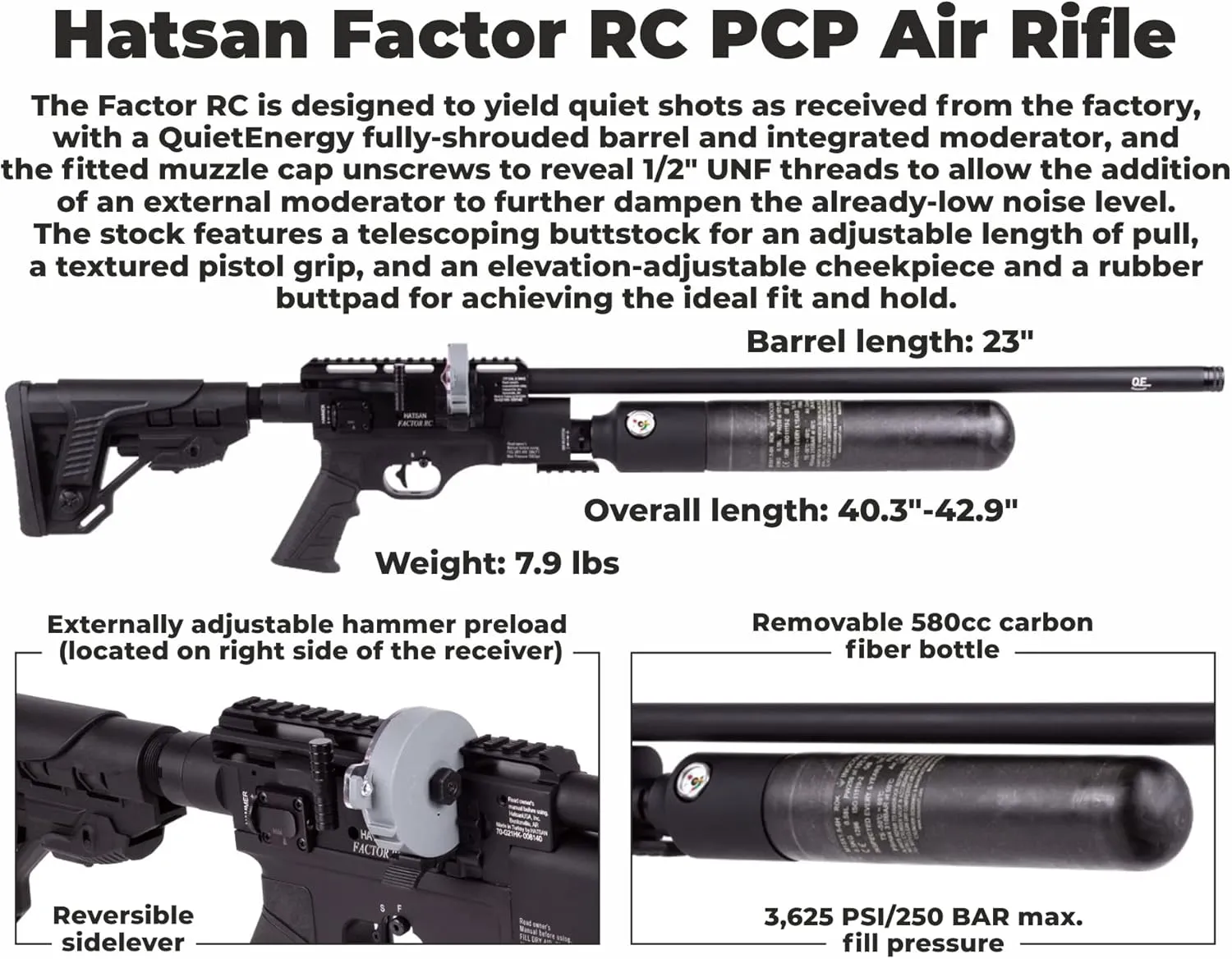 Hatsan Factor PCP Side Lever Action Air Rifle with Included Wearable4U Bundle