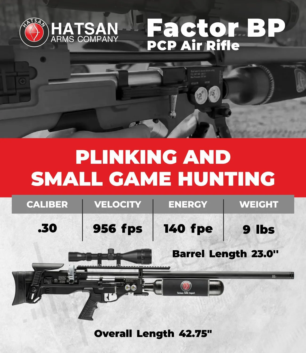 Hatsan Factor PCP Side Lever Action Air Rifle with Included Wearable4U Bundle