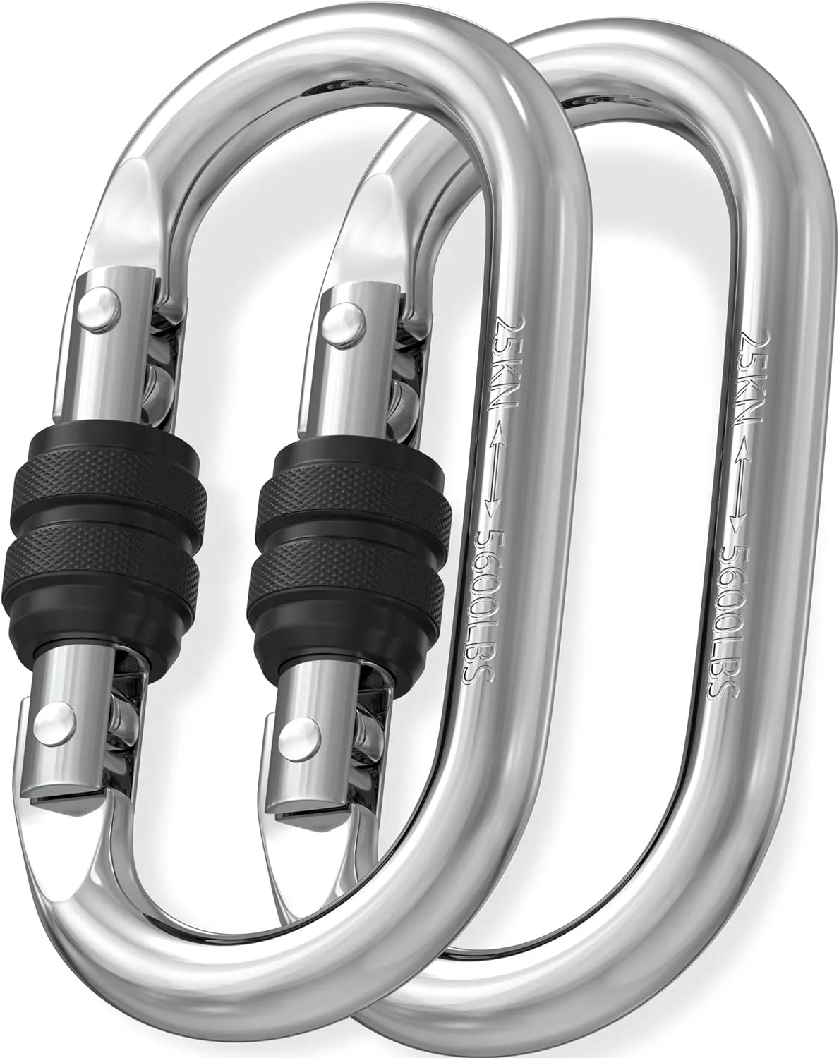Heavy Duty - 4.3 Inch Locking Carabiner Clip, Large & Extra Large Sizes, Steel Oval Carabiner, Hammock Hooks