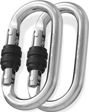Heavy Duty - 4.3 Inch Locking Carabiner Clip, Large & Extra Large Sizes, Steel Oval Carabiner, Hammock Hooks