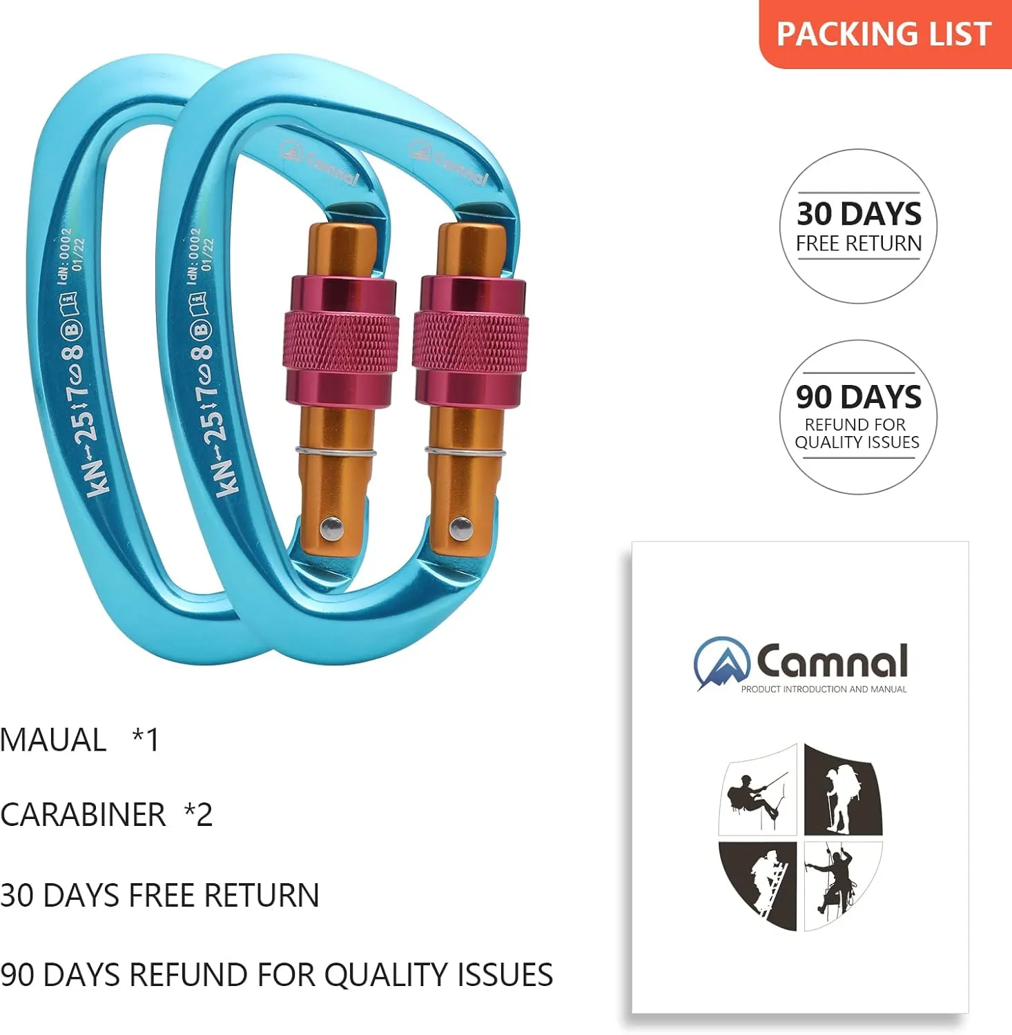 Heavy Duty Carabiner UIAA Certified Locking Carabiner 25KN (About 5620 lbs) Screw Lock Carabiner D Shape Carabiner Clip for Rock Climbing, Mountaineer, Aerial Work