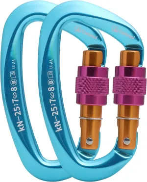 Heavy Duty Carabiner UIAA Certified Locking Carabiner 25KN (About 5620 lbs) Screw Lock Carabiner D Shape Carabiner Clip for Rock Climbing, Mountaineer, Aerial Work