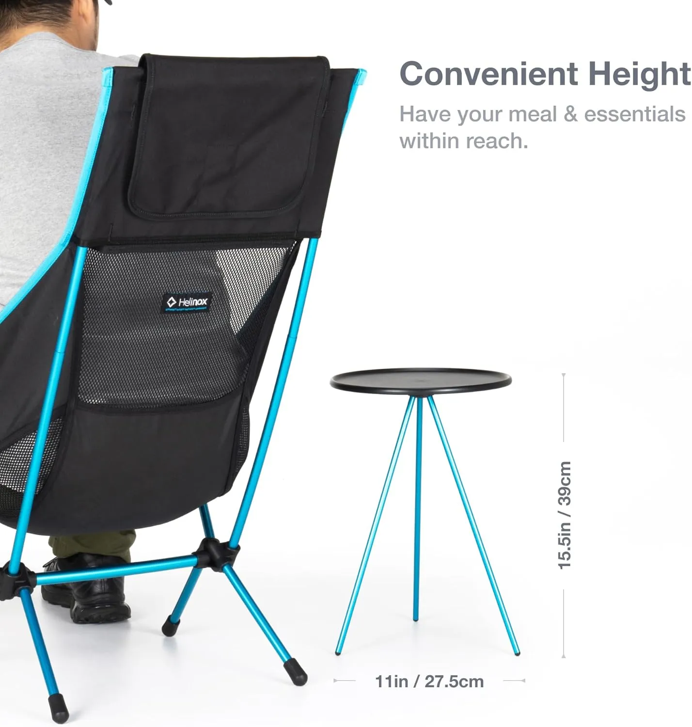 Helinox Packable Side Table for Camping, Backpacking, Picnics, and The Beach, Small - 10.5 Inch, Black