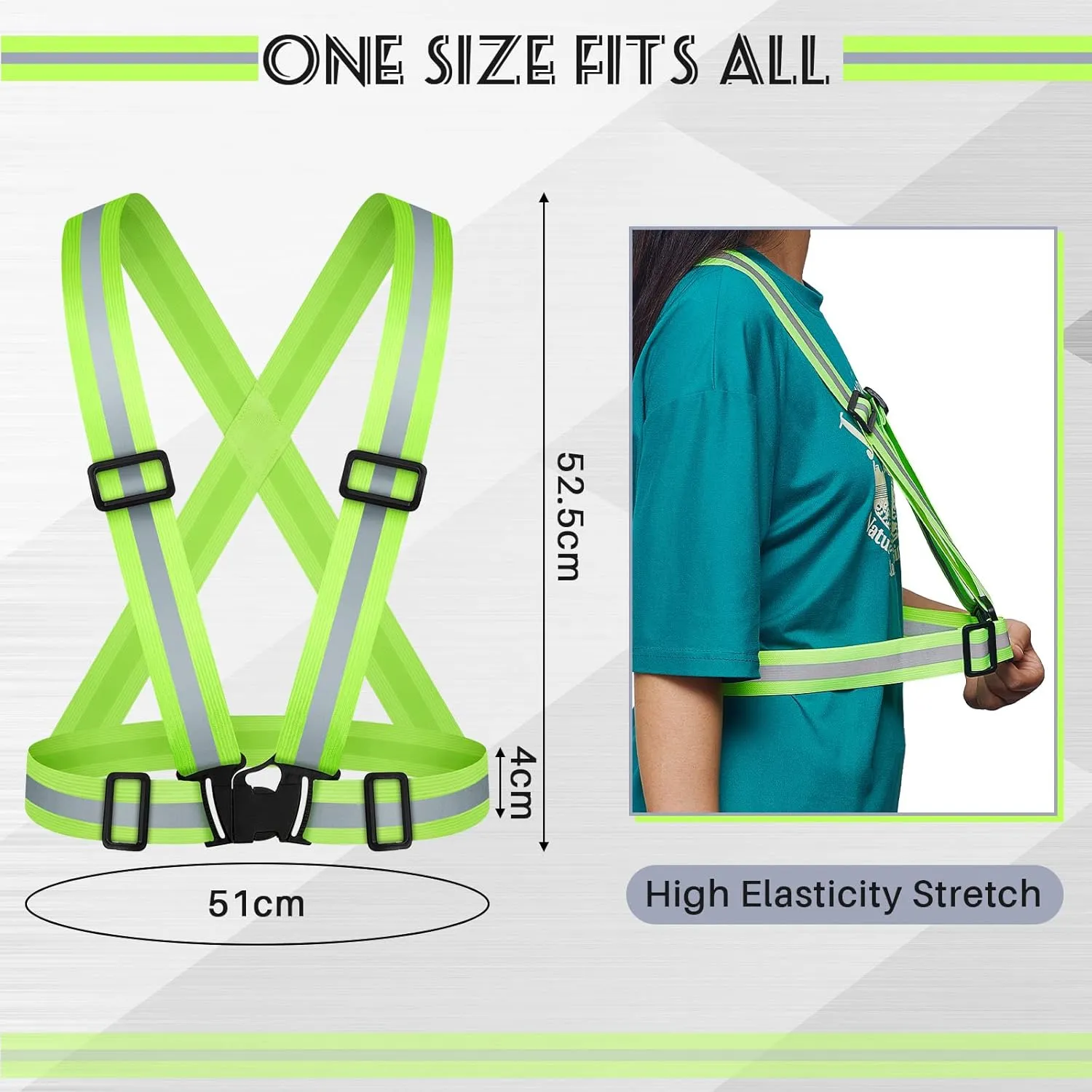 Hercicy Reflective Running Vest Reflective Running Shirt with Safety Straps High Visibility Construction Vest for Night Cycling Hiking Jogging Dog Walking