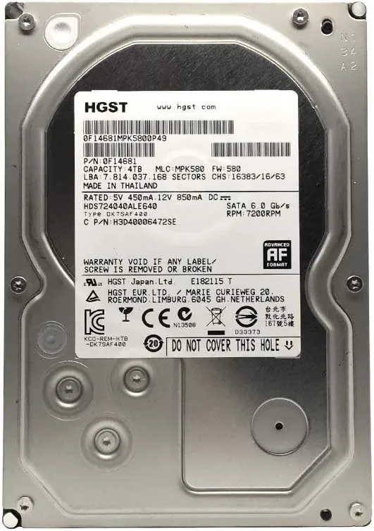 HGST Deskstar HDS724040ALE640 0F14681 7K4000 4TB 7.2K RPM 64MB SATA Internal HDD