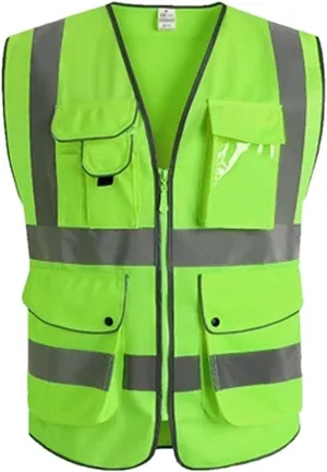 Hi Vis Vests, High Visibility Reflective Safety Vest Zipper Pockets Safety with Reflective Strips Reflective Safety Vest