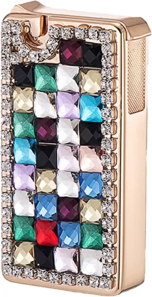 High-end Lighters Rhinestone Refillable Butane Gas Portable Women's Gifts and Collections(#354774)