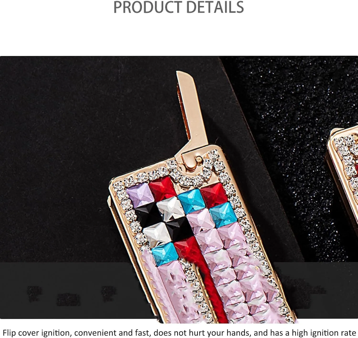 High-end Lighters Rhinestone Refillable Butane Gas Portable Women's Gifts and Collections(#354774)
