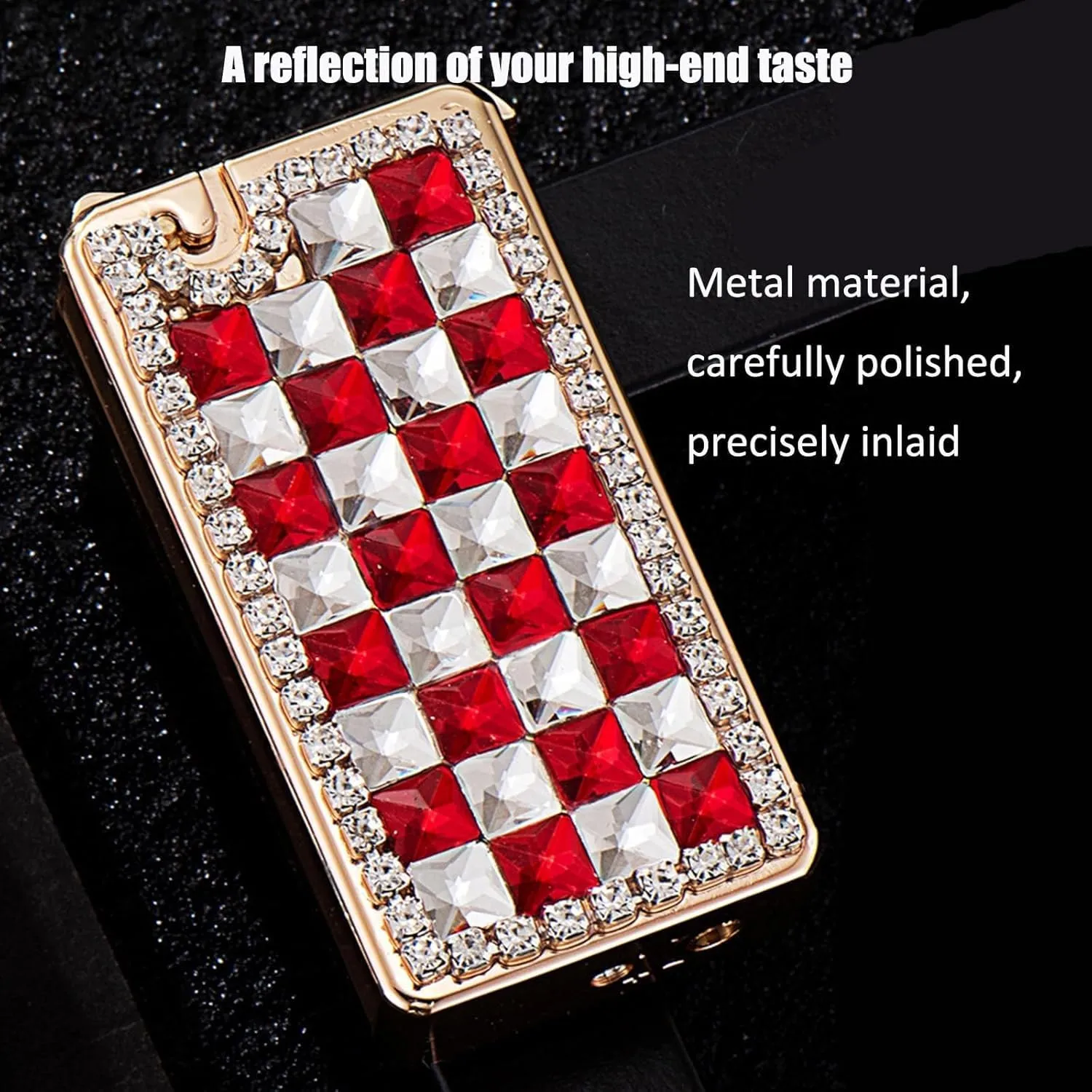 High-end Lighters Rhinestone Refillable Butane Gas Portable Women's Gifts and Collections(#354774)