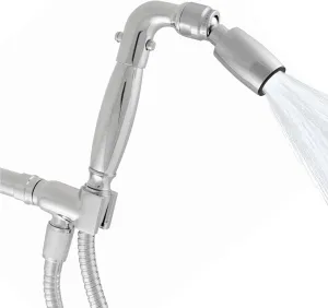 High Sierra Showerheads® - Solid Metal Handheld Shower Head Kit. Includes Handheld Shower Head w/Protective Nylon Insert, Trickle Valve, Hose, and Holder. 1.8 GPM. Chrome